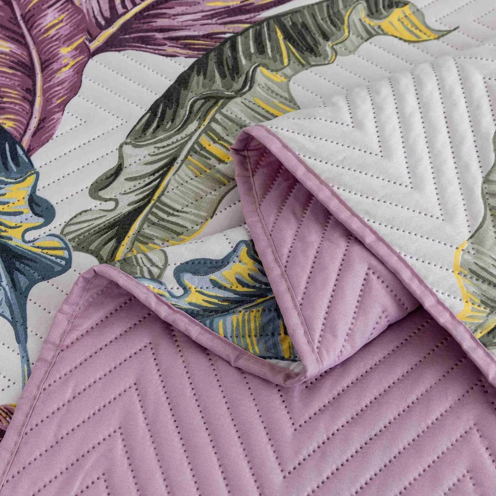 Narzuta na łóżko TROPIC biały / różowy Rozmiar: 220 x 240 cm