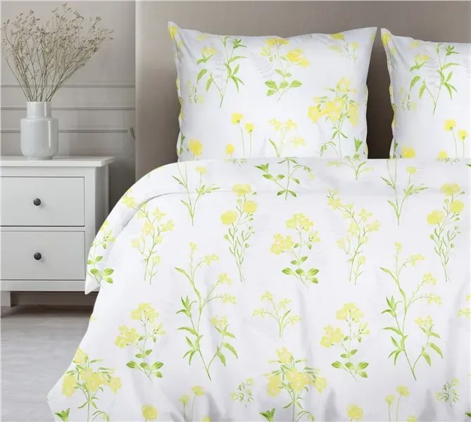 Pościel bawełniana Premium Bielbaw 140x200 Bratki żółta GRENO