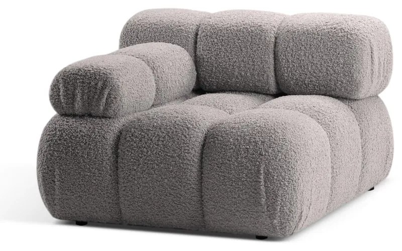 Jasnoszary moduł sofy z materiału bouclé (lewostronny) Bellis – Micadoni Home