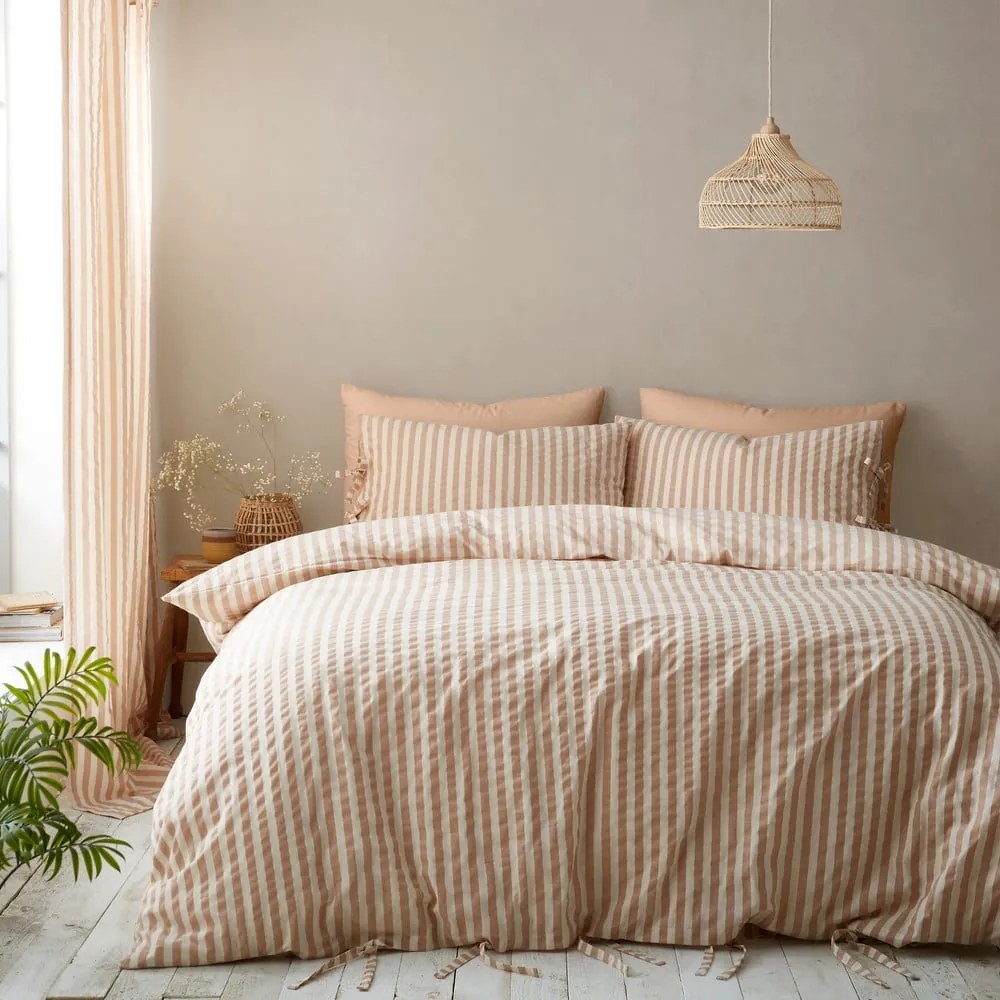Pościel jednoosobowa w kolorze terakoty 135x200 cm Zanzibar Stripe – Pineapple Elephant