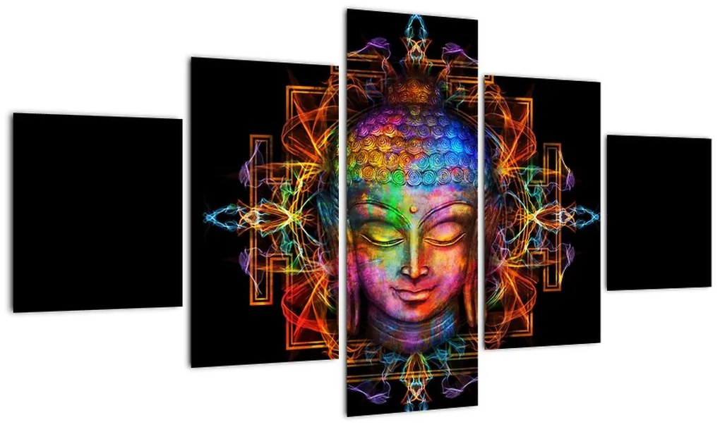 Obraz - Popiersie Buddy w neonowych kolorach (125x70 cm)