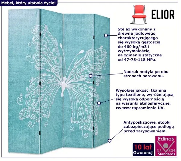 Parawan z nadrukiem motyla H3-P92