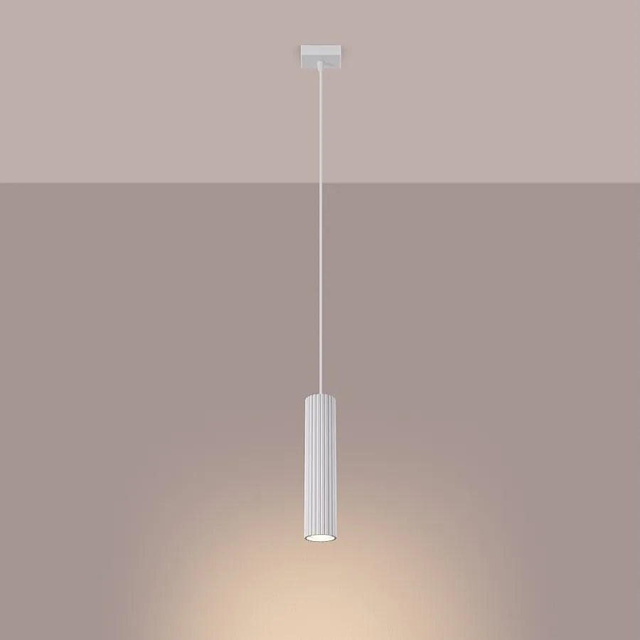 Lampa wisząca minimalistyczny Gloow, aluminium - 1 źródło światła 3000K - L.8 x H.118 cm - biały