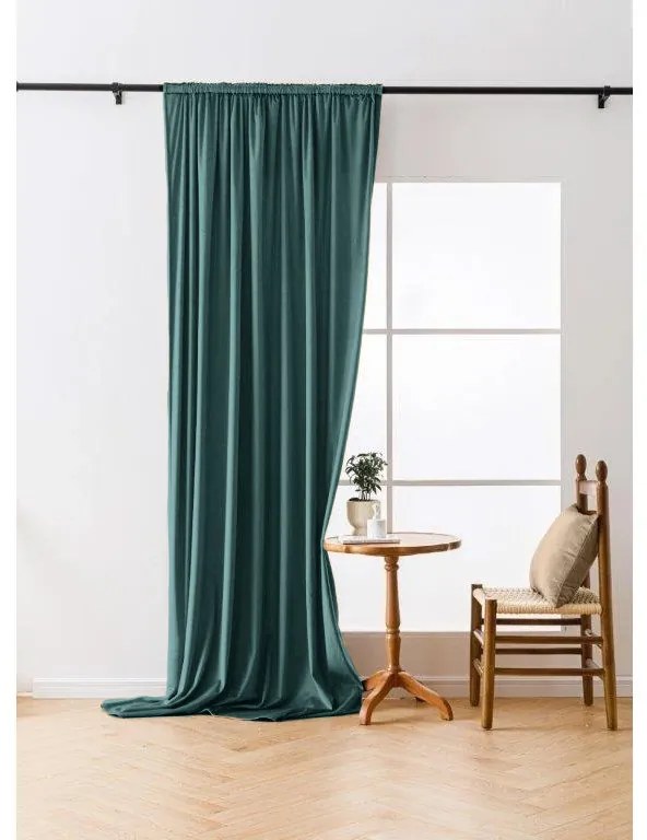 Zasłona zaciemniająca VELVET 140x250 cm, turkusowa Zawieszanie: Taśma z wiązaniami