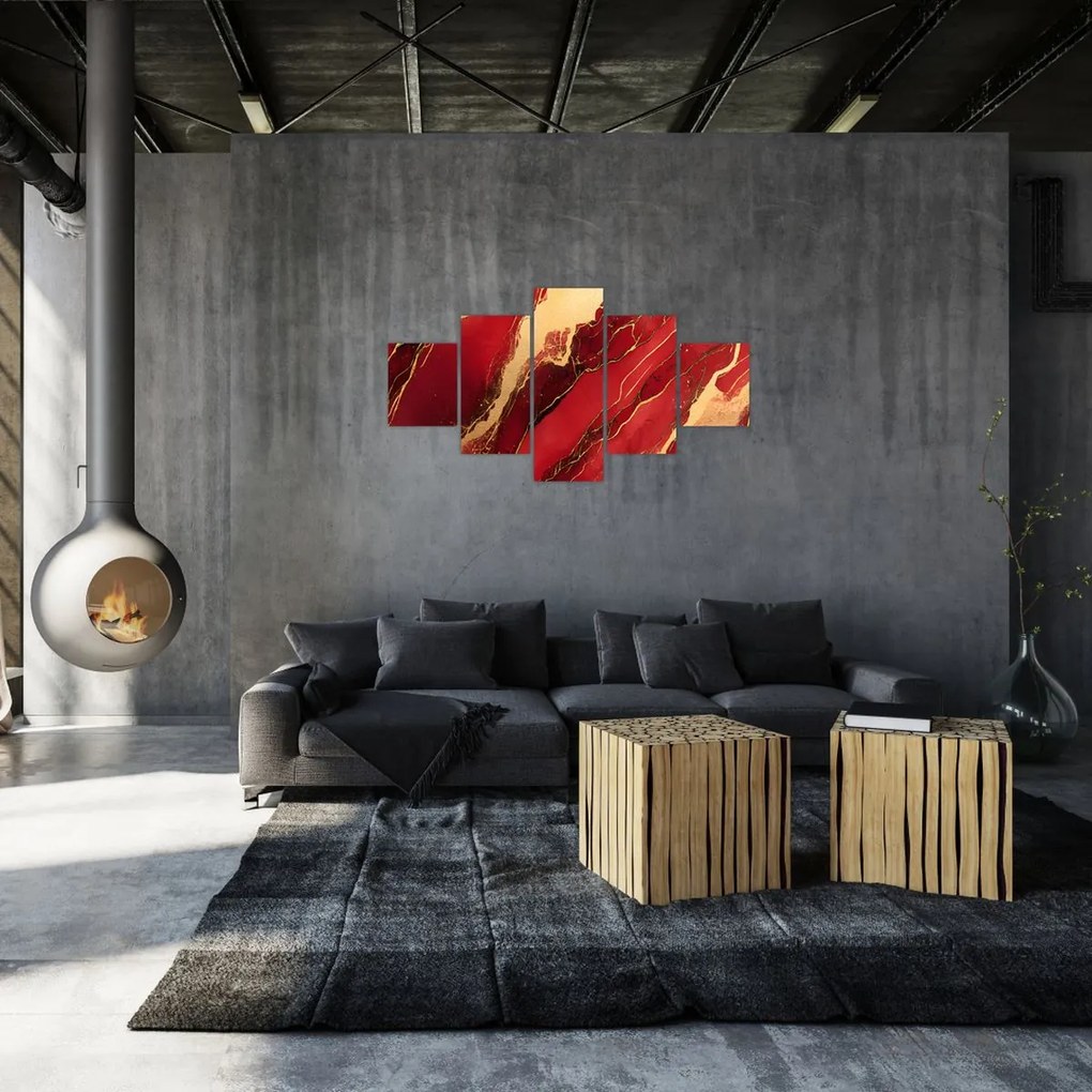 Obraz - Czerwono-złoty marmur (125x70 cm)