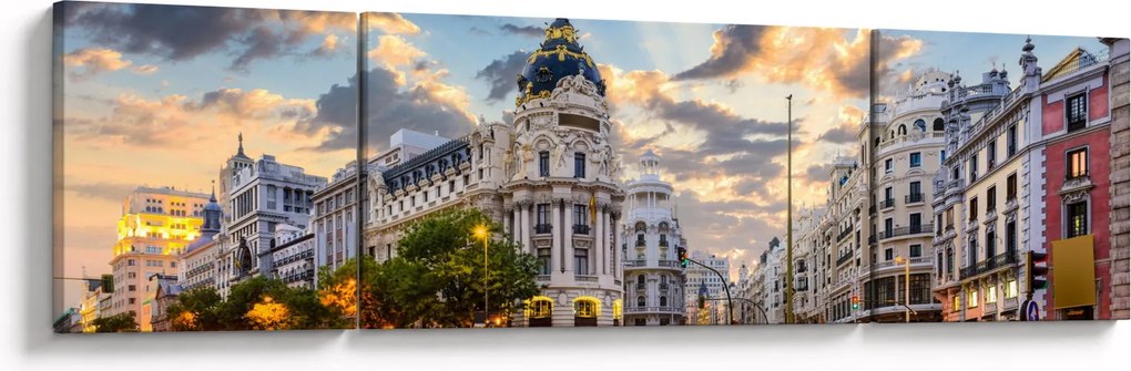 Obraz - Calle Gran Vía, Madryt, Hiszpania (170x50 cm)
