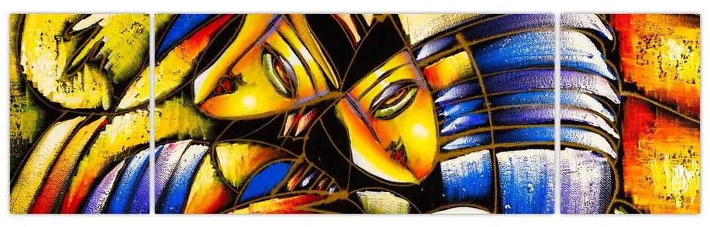Obraz - Obraz olejny, kochankowie (170x50 cm)