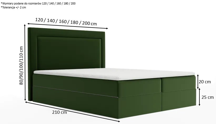 Łóżko kontynentalne EDA 2 - 140x200