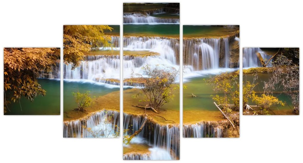 Obraz - Wodospady Huay Mae Khamin, Tajlandia (125x70 cm)