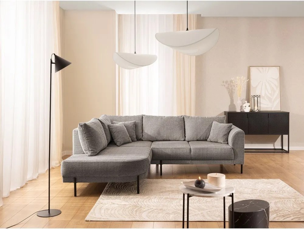 Szarobrązowy narożnik z tkaniny szenilowej (lewostronny/w kształcie litery L) Mauris – Ropez