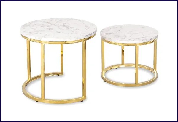 Zestaw biało-złotych stolików glamour kawowych N3-P42