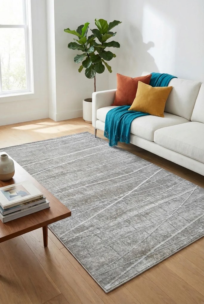 Beżowy prostokątny dywan w nowoczesnym stylu N8-F92