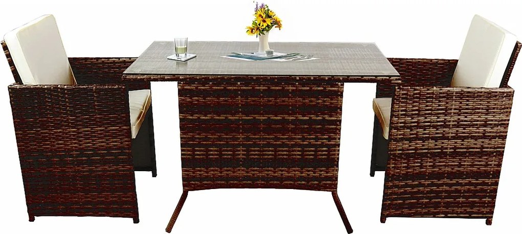 3 sztuk balkon zestaw mebli ogrodowych rattan