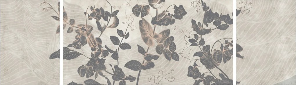 Obraz - Teksturowane liście (170x50 cm)