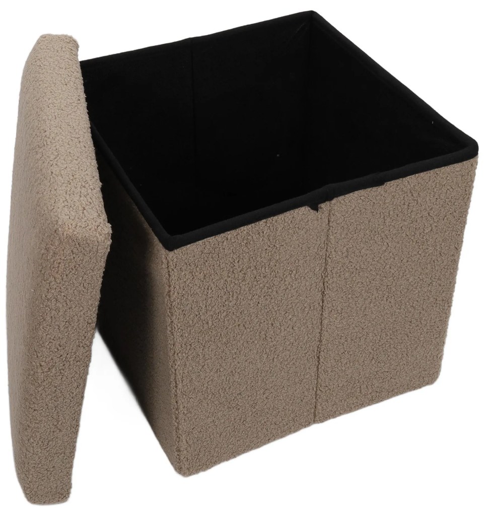 Pufa ze schowkiem boucle BINI, 38 x 38 x 38 cm