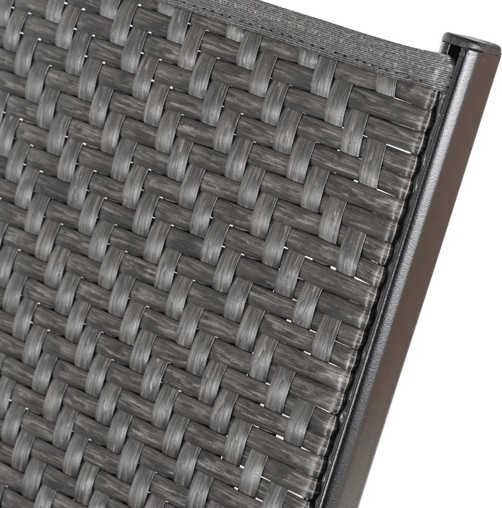 Leżak ogrodowy technorattan Malediva, regulowany, kolor czarny/szary