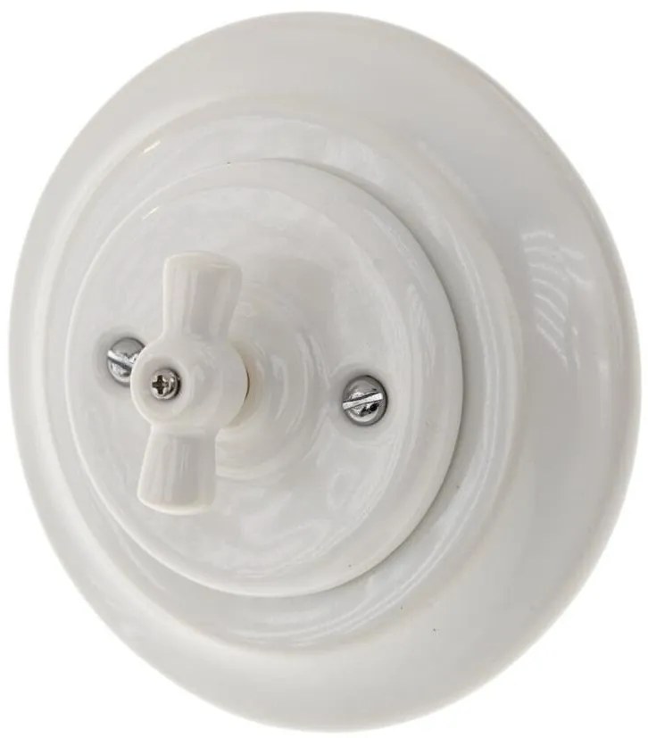 Bohemia-Design - Porcelanowy retro łącznik obrotowy z ramką nr 5, biały
