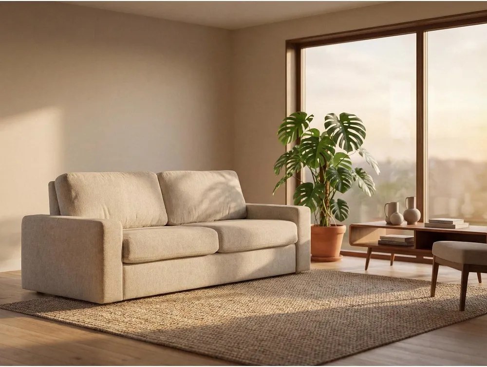 Jasnoszara sztruksowa rozkładana sofa 195 cm Nona – Makamii