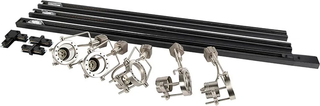 Nowoczesny system oświetlenia szynowego z 5 reflektorami stalowymi 1-fazowy - Iconic Suplux
