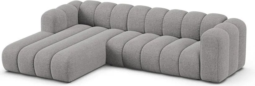 Szary narożnik z tkaniny szenilowej (lewostronny/z szezlongiem) Lupine – Micadoni