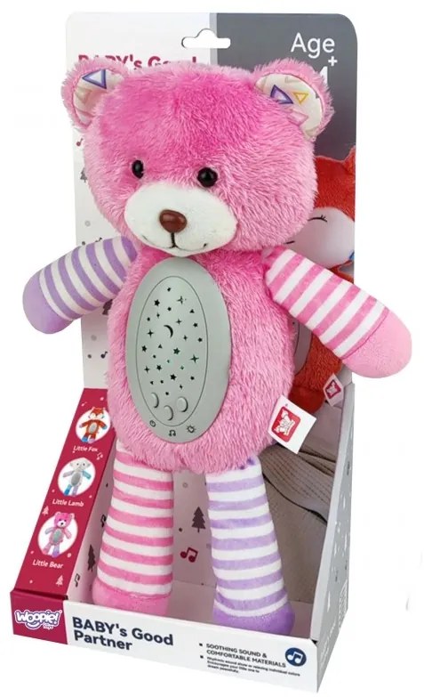 Woopie baby przytulanka usypiacz projektor 2w1 różowy miś - 10 kołysanek