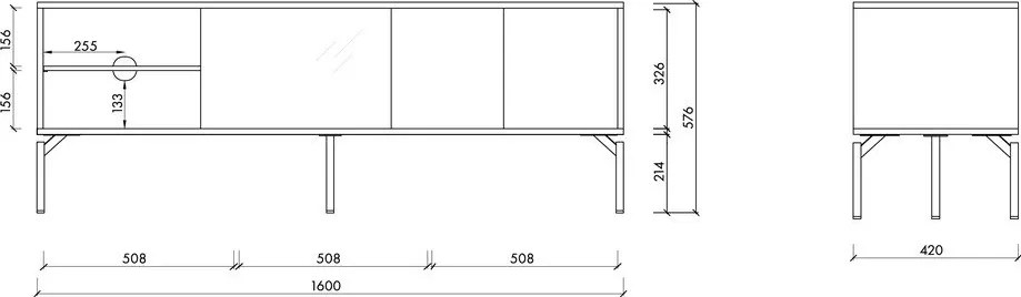 Czarna szafka pod TV 160x60x42 cm Met – noo.ma