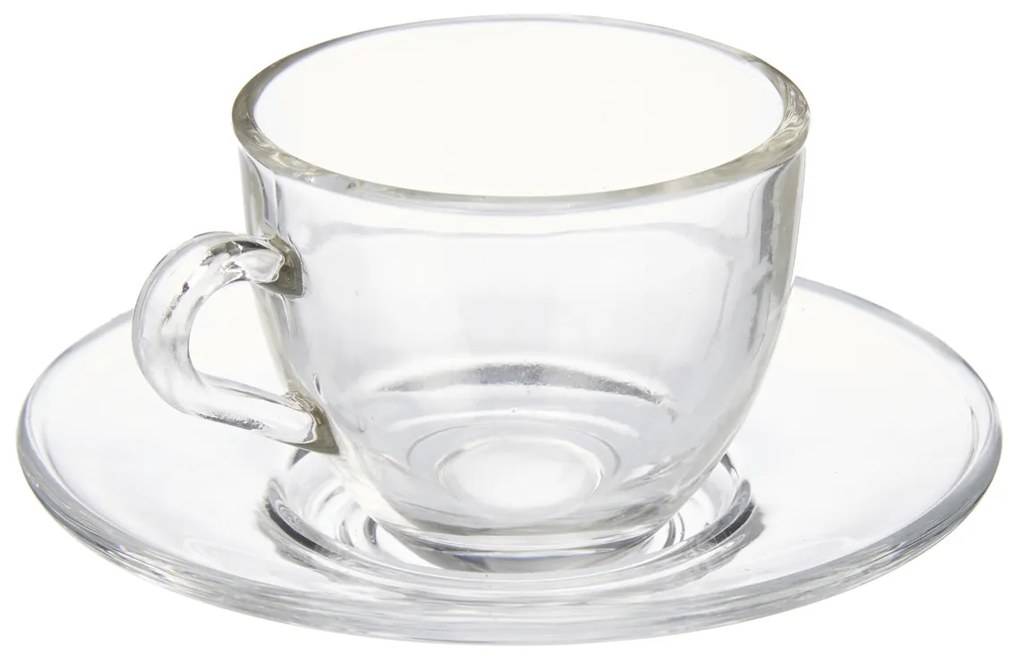 Szklane filiżanki do espresso ze spodkami, 6 sztuk, 85 ml