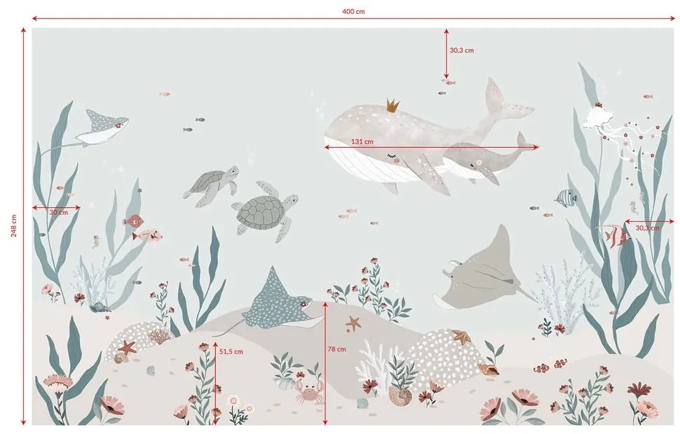 Tapeta dziecięca 400 cm x 248 cm Dreamy Seabed – Lilipinso