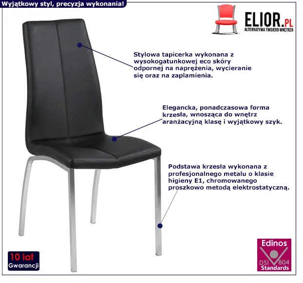 Czarne eleganckie krzesło z ekoskóry - Zonkaro