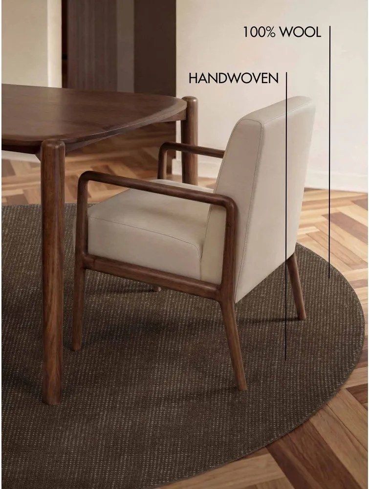 Brązowy wełniany okrągły dywan tkany ręcznie ø 200 cm Greenwich – Ted Baker