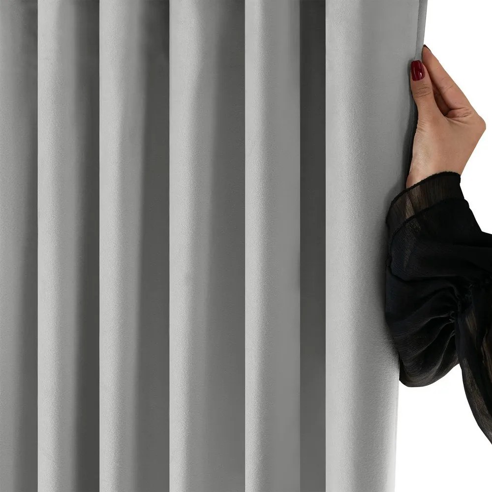 Szara aksamitna zasłona częściowo zaciemniająca (dimout) 530x270 cm Velto – Filumi