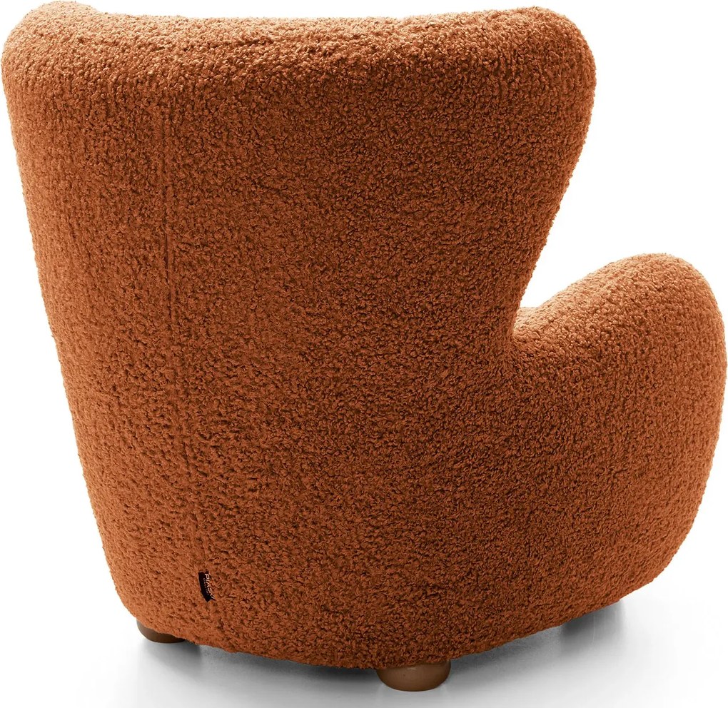 Czerwony włochaty fotel uszak boucle L5-A79