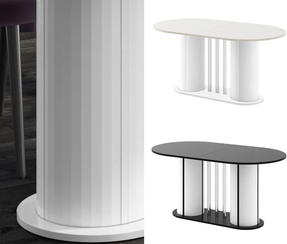 Owalny stół z matowym rozkładanym blatem Cesaro Hubertus