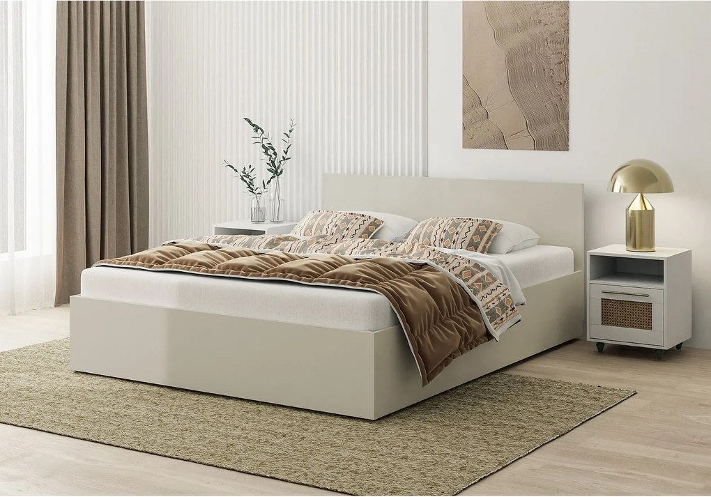 Łóżko drewniane z materacem AVI 160x200cm w kolorze kaszmir