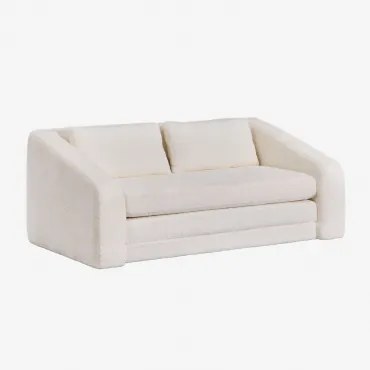 Sofa Rozkładana Dwuosobowa Z Tkaniny Bouclé Dalila Tkanina Bouclé W Kolorze Złamanej Bieli - Sklum