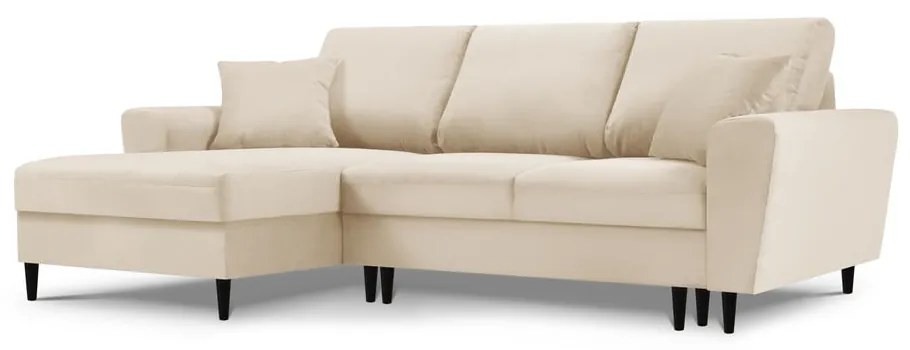 Beżowy sztruksowy rozkładany narożnik Micadoni Home Moghan, lewostronny