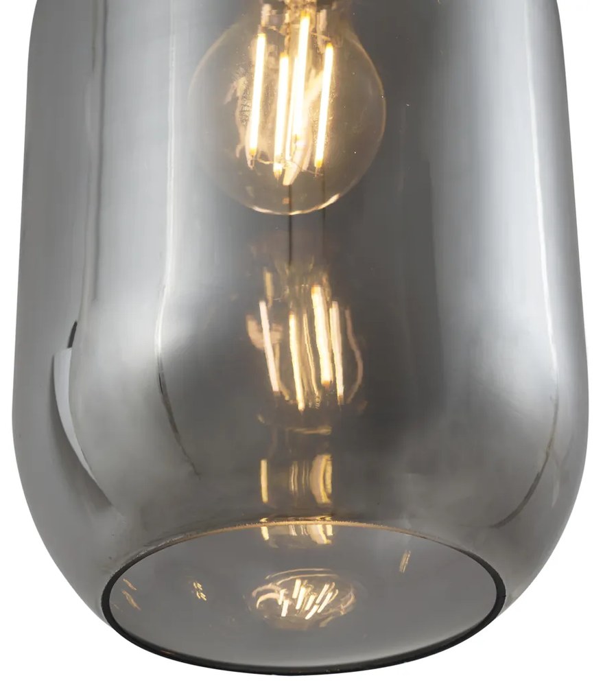 Nowoczesna lampa wisząca czarna z przydymionym szkłem 5-punktowa - Sheena Nowoczesny Oswietlenie wewnetrzne