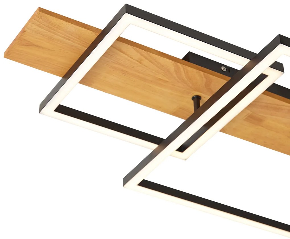 Designerska lampa sufitowa czarna kwadratowa z LED, 3-stopniowa regulacja ściemniania, 3-źródła światła - NimueDesignerski Oswietlenie wewnetrzne