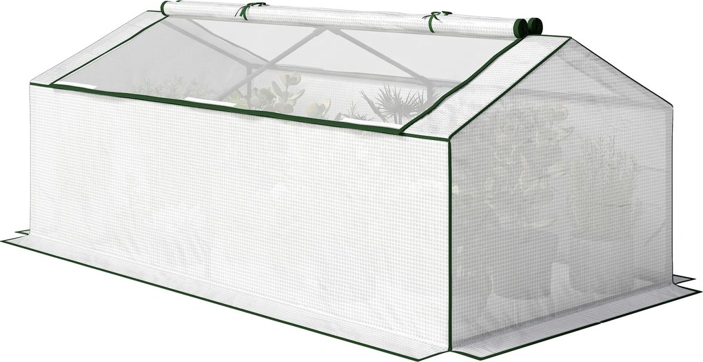 Outsunny Szklarnia z oknem, folia siatkowa PE, mrozoodporna folia szklarniowa, cieplarnia 180 x 90 x 70 cm Biały | Aosom PL