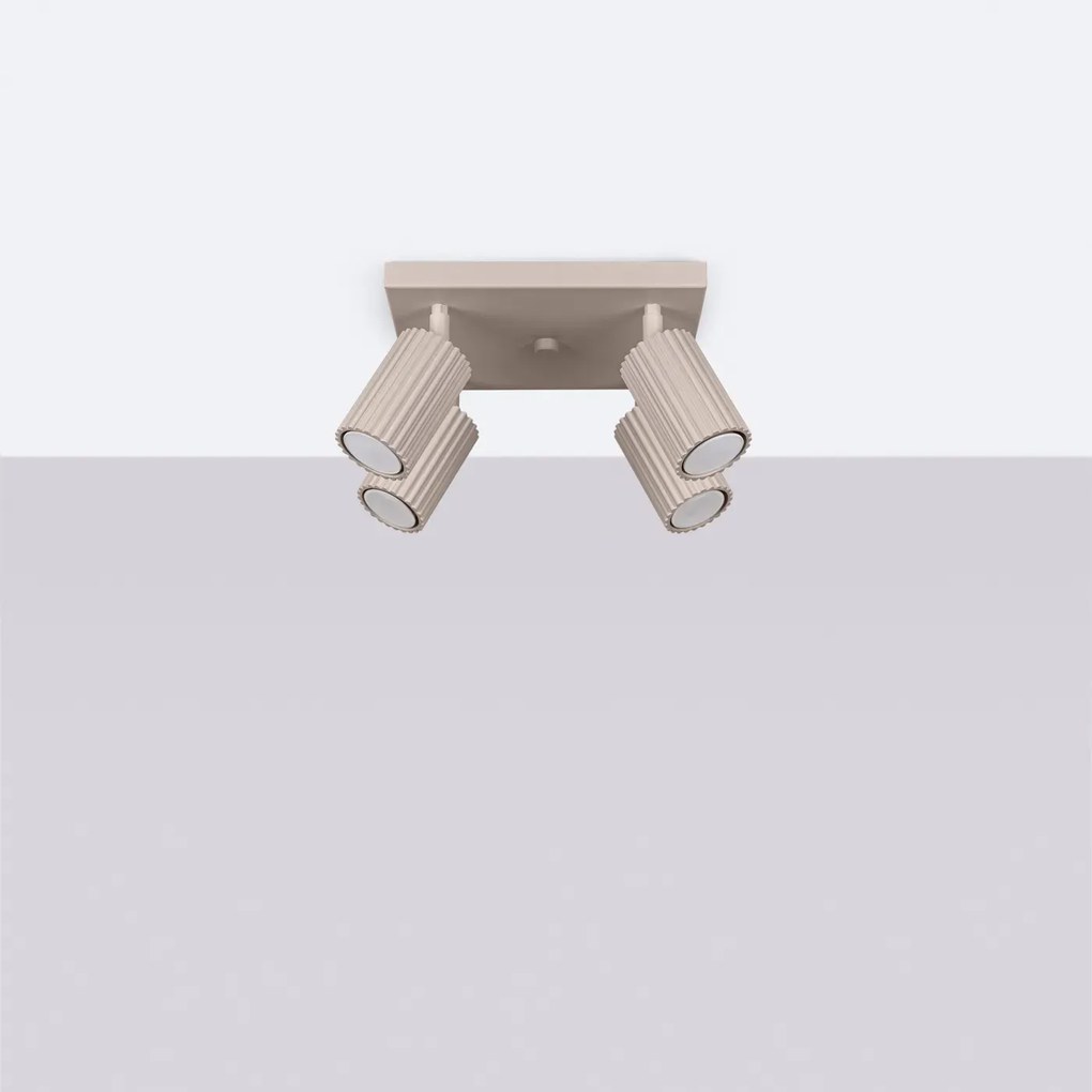Plafon czteropunktowy KARBON 4 taupe kwadratowy SOLLUX  LIGHTING
