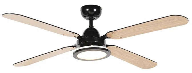 Wentylator sufitowy z lampą czarny z pilotem - Fanattic Nowoczesny Oswietlenie wewnetrzne