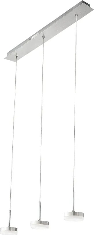 Lampa wisząca Fabas Luce Dunk z 3 źródłami światła - 24 W, ściemnialna dioda LED - szczotkowane aluminium, konstrukcja liniowa