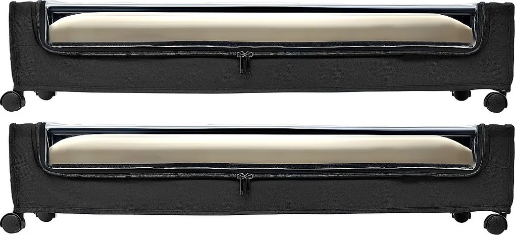 Torby do Przechowywania SucceBuy pod Łóżkiem z Kółkami, Organizer na Buty pod Łóżkiem 2 Sztuki 77 x 47 x 17,3 cm, z Przezroczystą Pokrywą