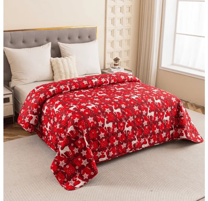 Narzuta na łóżko VELVET CHRISTMAS, czerwona Rozmiar: 170 x 210 cm