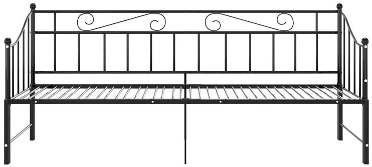 Czarne rozkładane łóżko metalowe 90x200 cm Zena