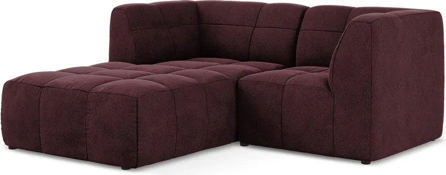 Bordowy aksamitny narożnik (lewostronny/z szezlongiem) Aloha – Makamii