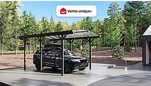 Wiata samochodowa pergola wolnostojąca z aluminium - 1 samochód - 15,15 m² - Antracytowy - BARESA