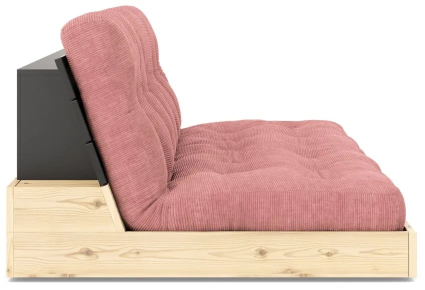 Różowa sztruksowa rozkładana sofa 196 cm Base – Karup Design