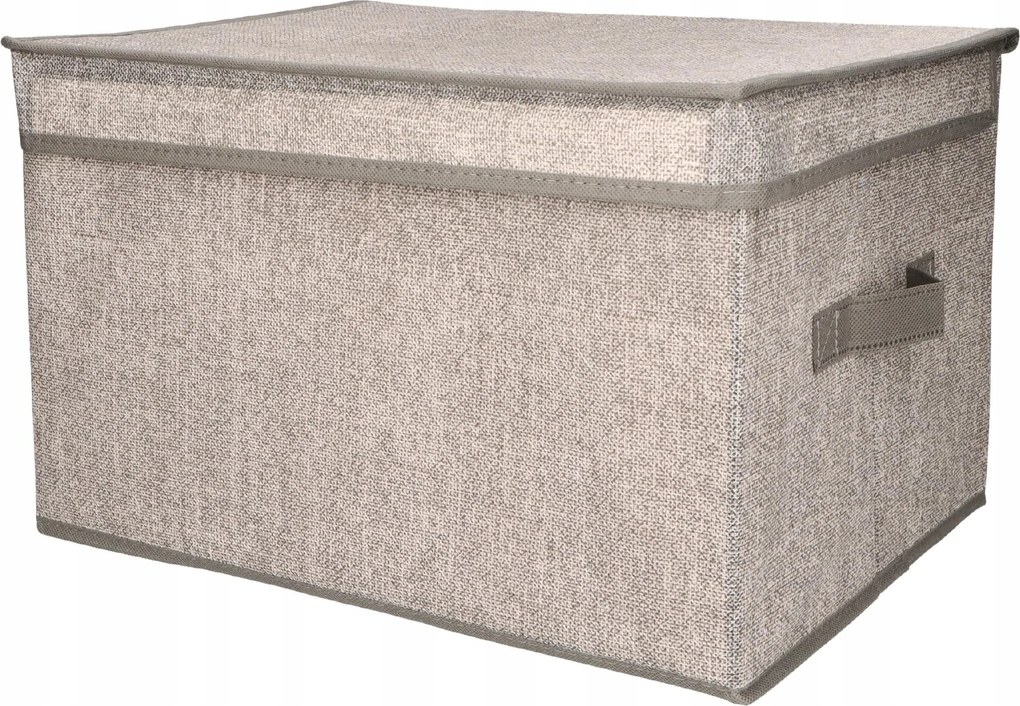 Organizer Tekstylny Szary Pudełko z Pokrywą 40x30x25cm do Szafy Garderoby