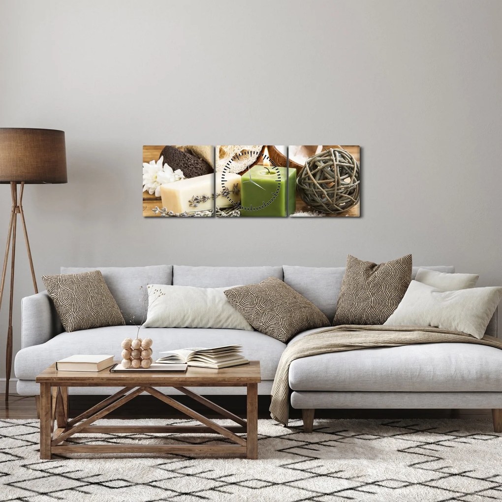 Obraz - Chwila relaksu (z zegarem) (90x30 cm)